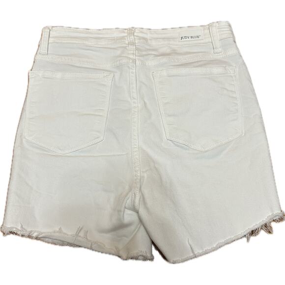 Judy Blue White Cutoff Denim Shorts Size 5/27 - Picture 2 of 9